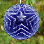 Recycled Cobalt Blue bottle glass 'Star' suncatcher.