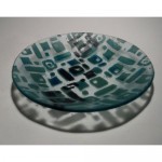 Aqua and Black Recycled Glass Bowl