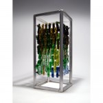 Recycled bottle glass an aluminum sculpture