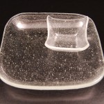 Recycled seeded glass sushi dish