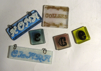 recycled glass nametags
