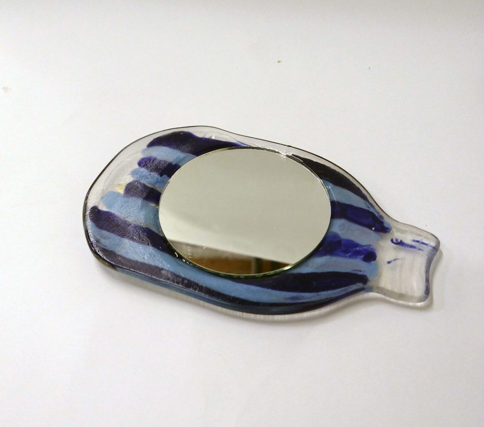 Striped fused bottle pocket mirror