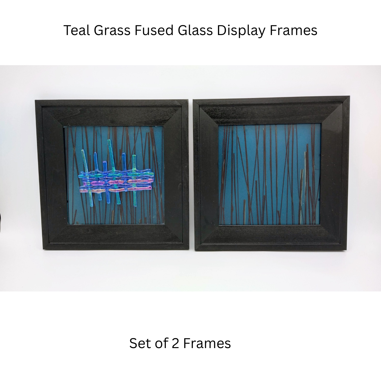 Teal Grass Fused Glass Display Frame Set - Glass With A Past