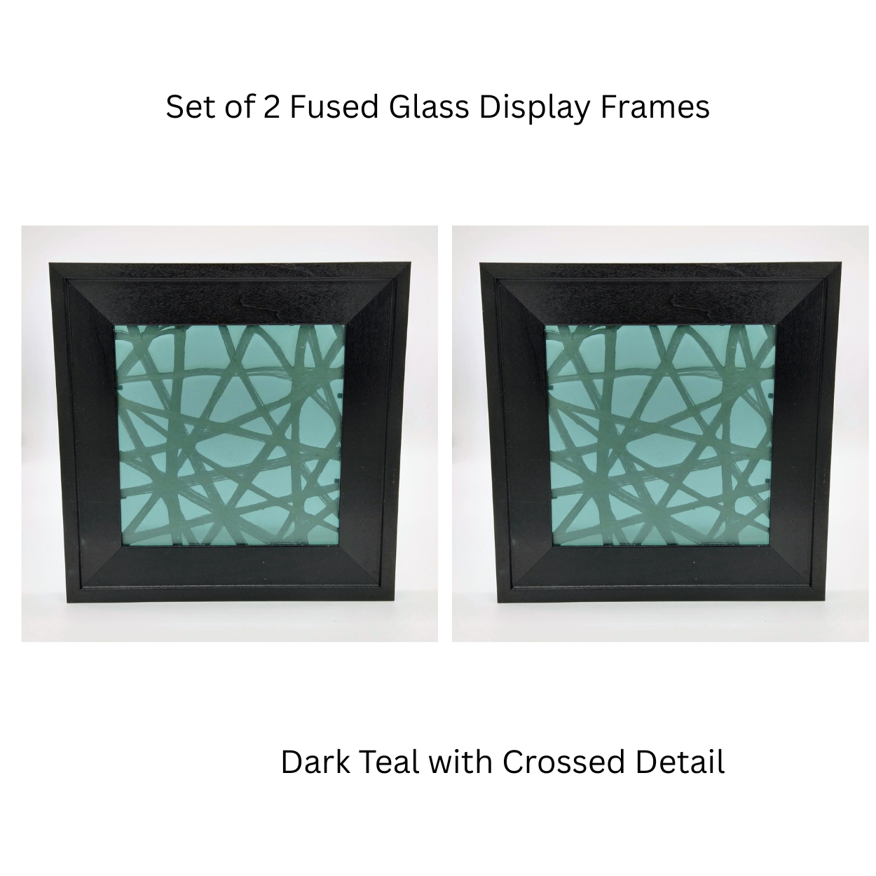 Dark Teal Crossings Fused Glass Display Frame Set - Glass With A Past