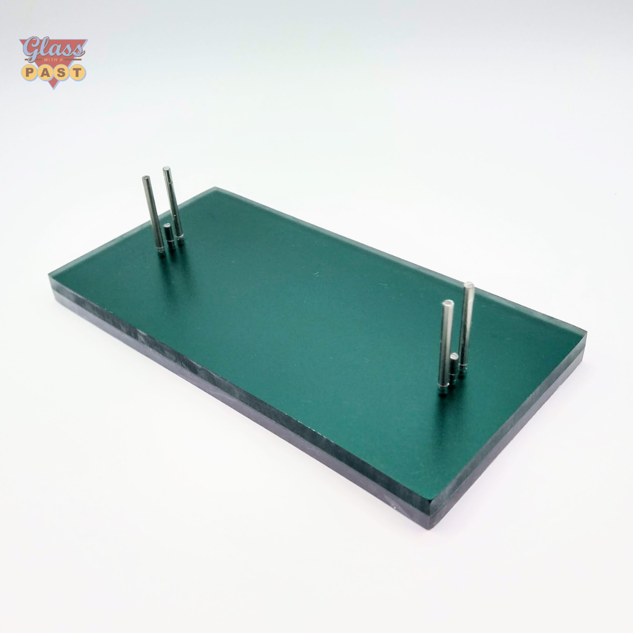 Emerald Green Large Fused Glass Display Stand with Pins - Glass With A Past